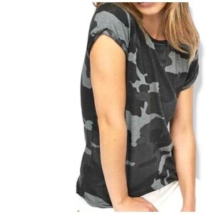Free People "Clare" Lightweight Camo Tee Sz L‎